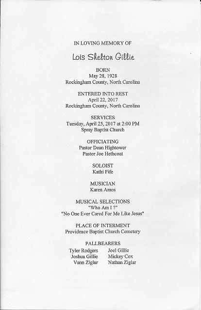 Lois Gillie Funeral 4-22-2017 4