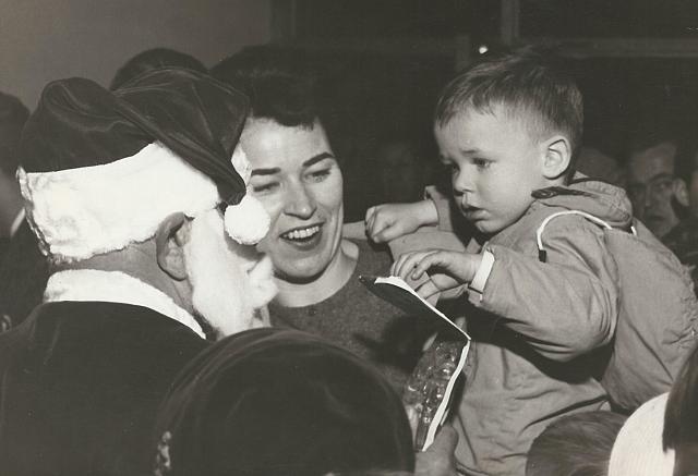Randy Horton (Santa), Lois Gillie, Miles Gillie Fieldcrest Christmas Party